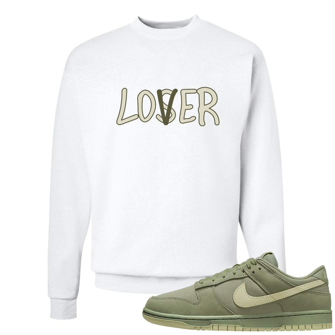 Oil Green Low Dunks Crewneck Sweatshirt | Lover, White