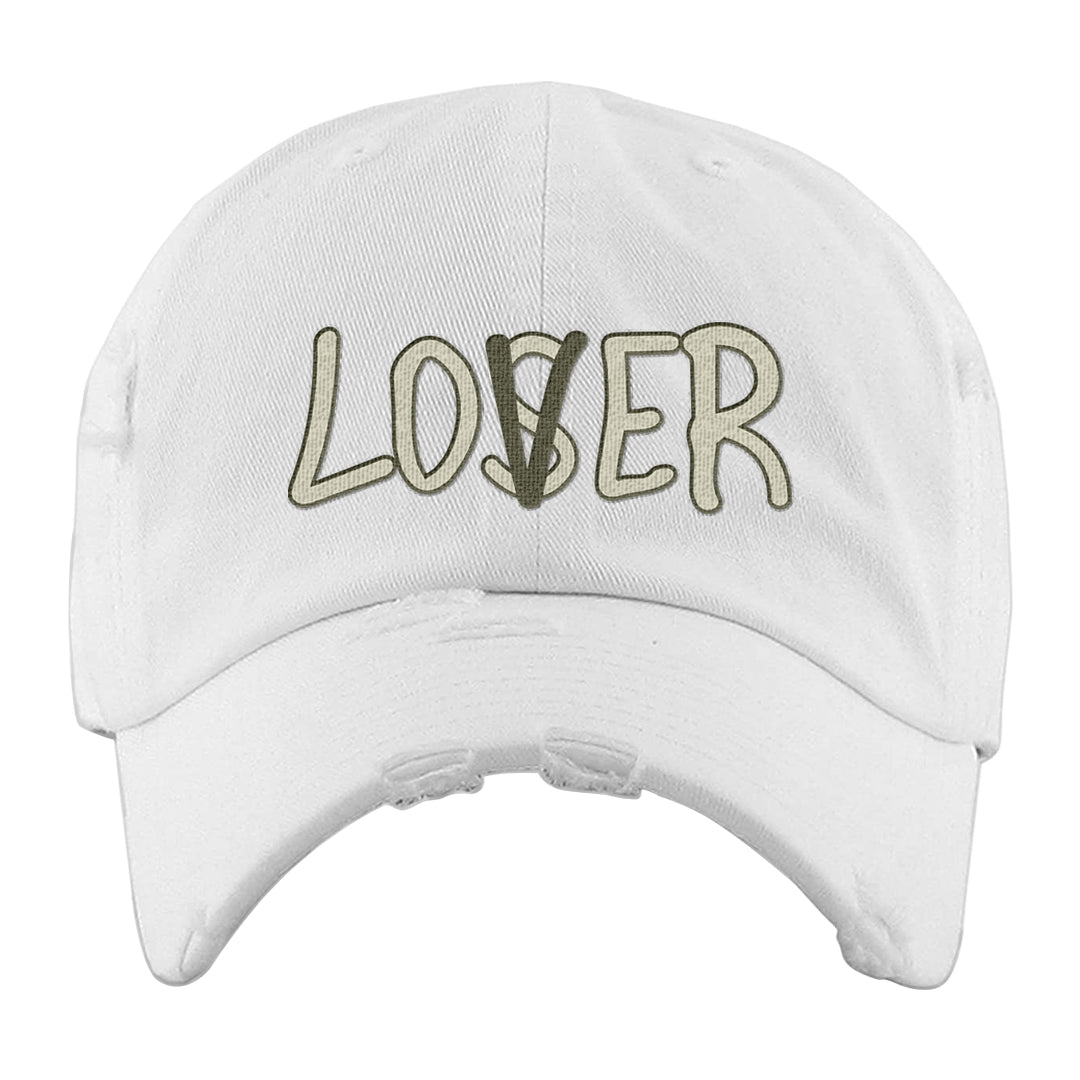 Oil Green Low Dunks Distressed Dad Hat | Lover, White