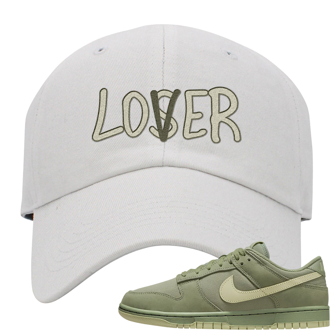 Oil Green Low Dunks Dad Hat | Lover, White