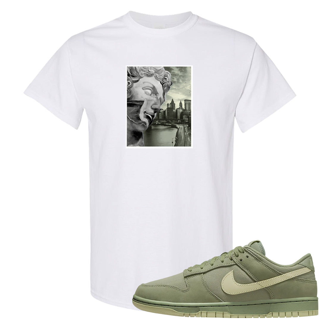 Oil Green Low Dunks T Shirt | Miguel, White