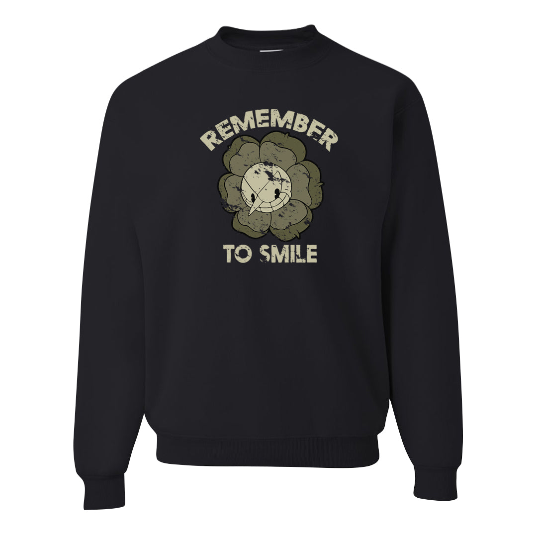 Oil Green Low Dunks Crewneck Sweatshirt | Remember To Smile, Black