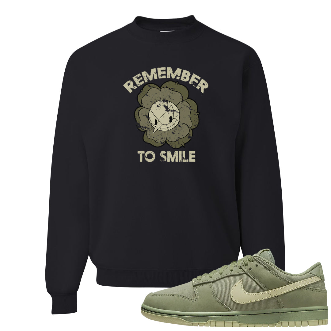 Oil Green Low Dunks Crewneck Sweatshirt | Remember To Smile, Black