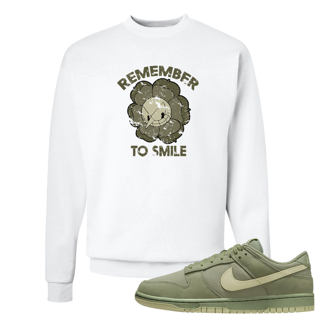 Oil Green Low Dunks Crewneck Sweatshirt | Remember To Smile, White
