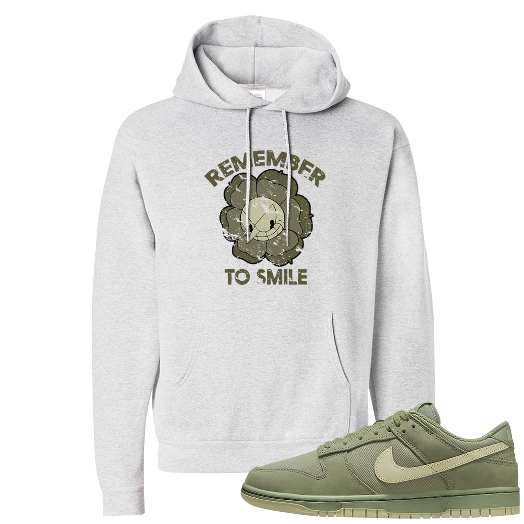 Oil Green Low Dunks Hoodie | Remember To Smile, Ash
