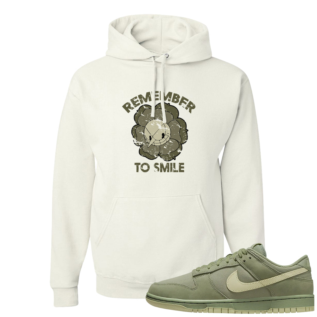 Oil Green Low Dunks Hoodie | Remember To Smile, White