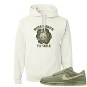 Oil Green Low Dunks Hoodie | Remember To Smile, White