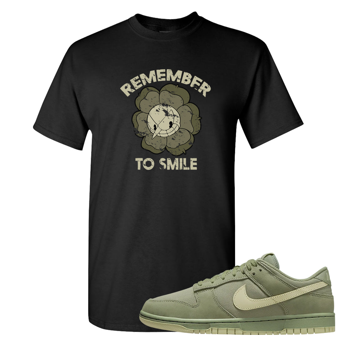 Oil Green Low Dunks T Shirt | Remember To Smile, Black