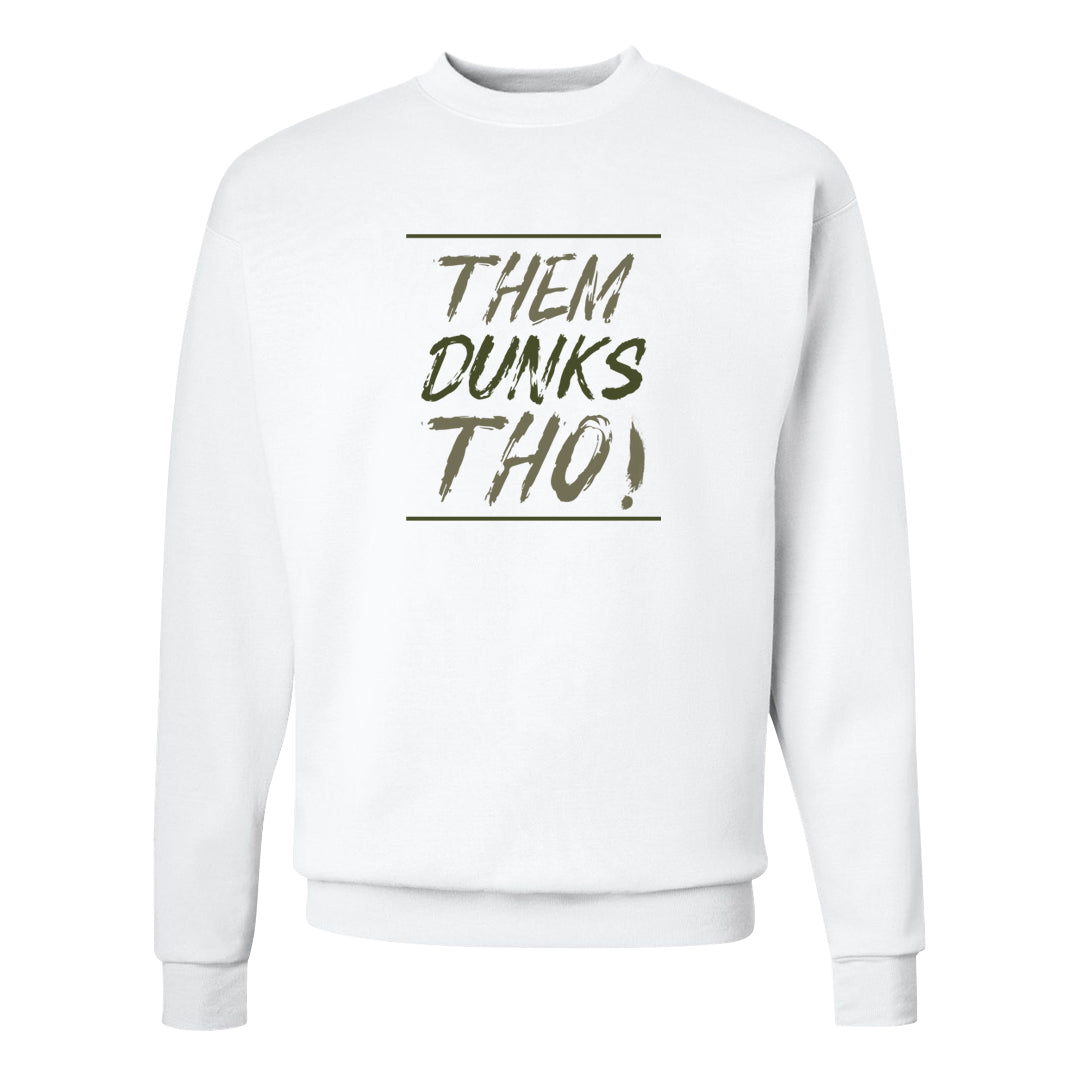 Oil Green Low Dunks Crewneck Sweatshirt | Them Dunks Tho, White
