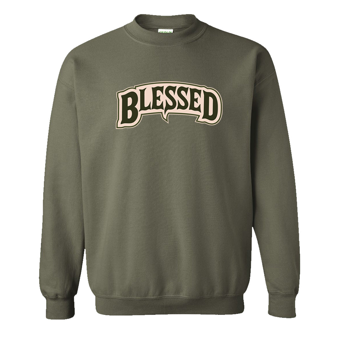 Olive Sail Low Dunks Crewneck Sweatshirt | Blessed Arch, Military Green