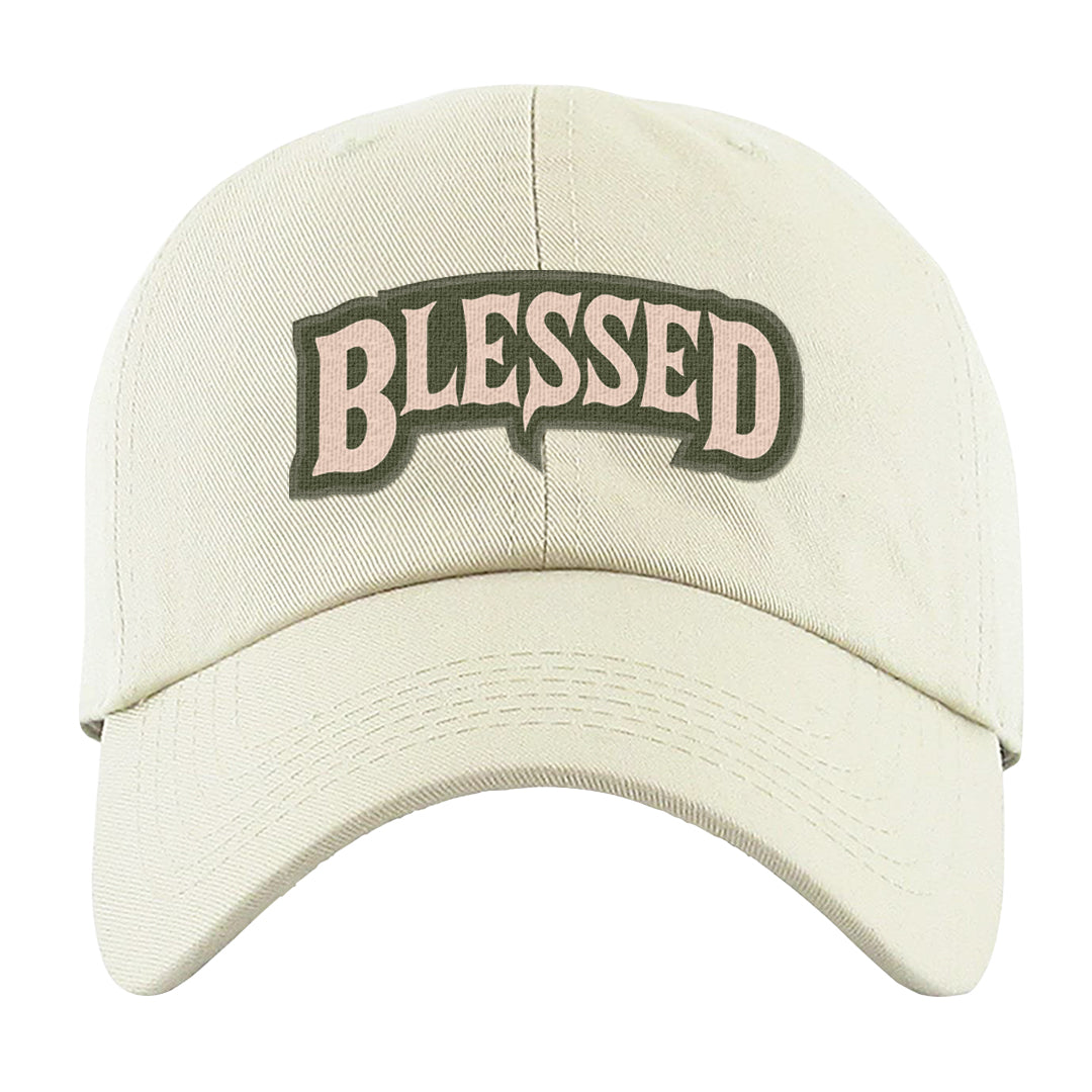 Olive Sail Low Dunks Dad Hat | Blessed Arch, White