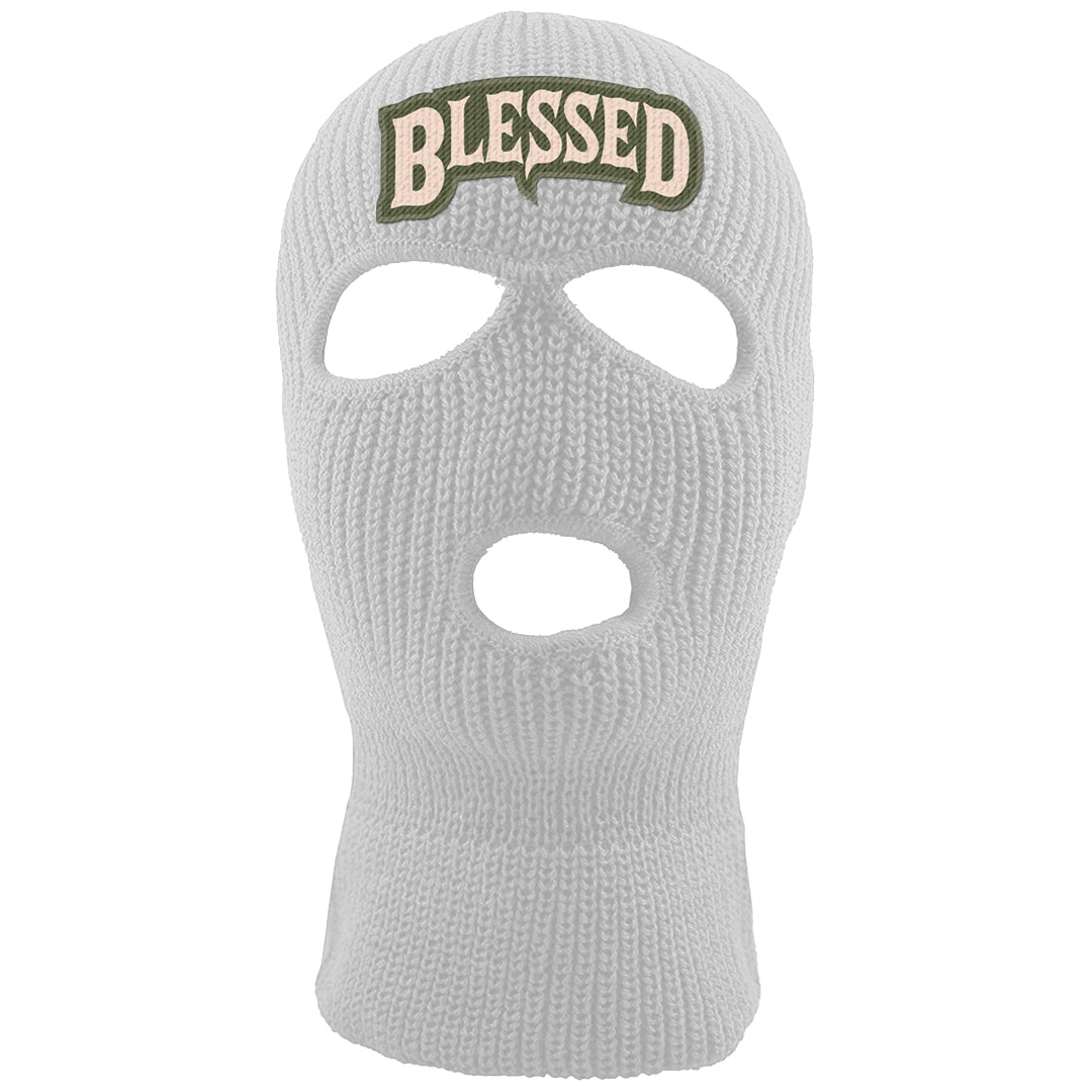 Olive Sail Low Dunks Ski Mask | Blessed Arch, White