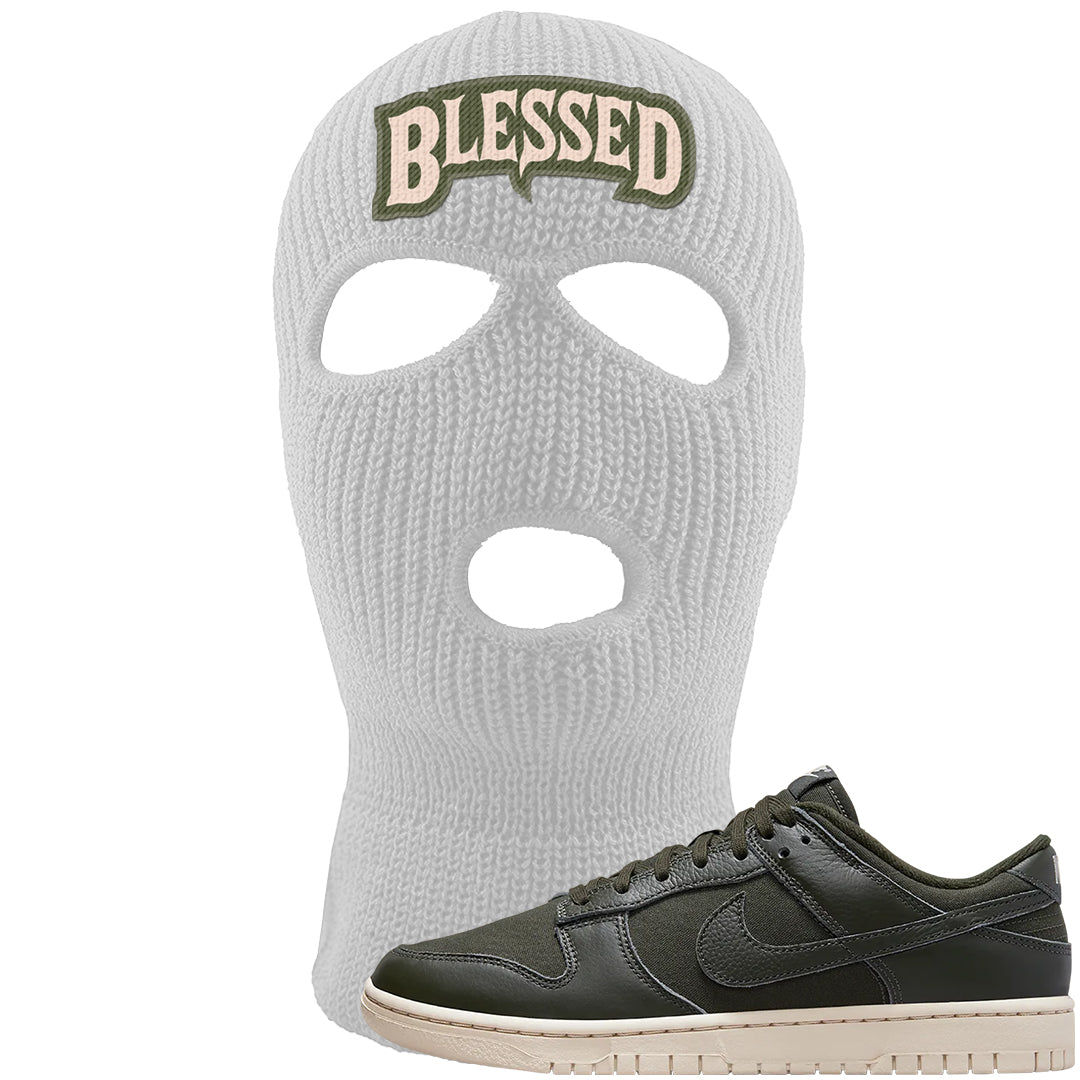 Olive Sail Low Dunks Ski Mask | Blessed Arch, White
