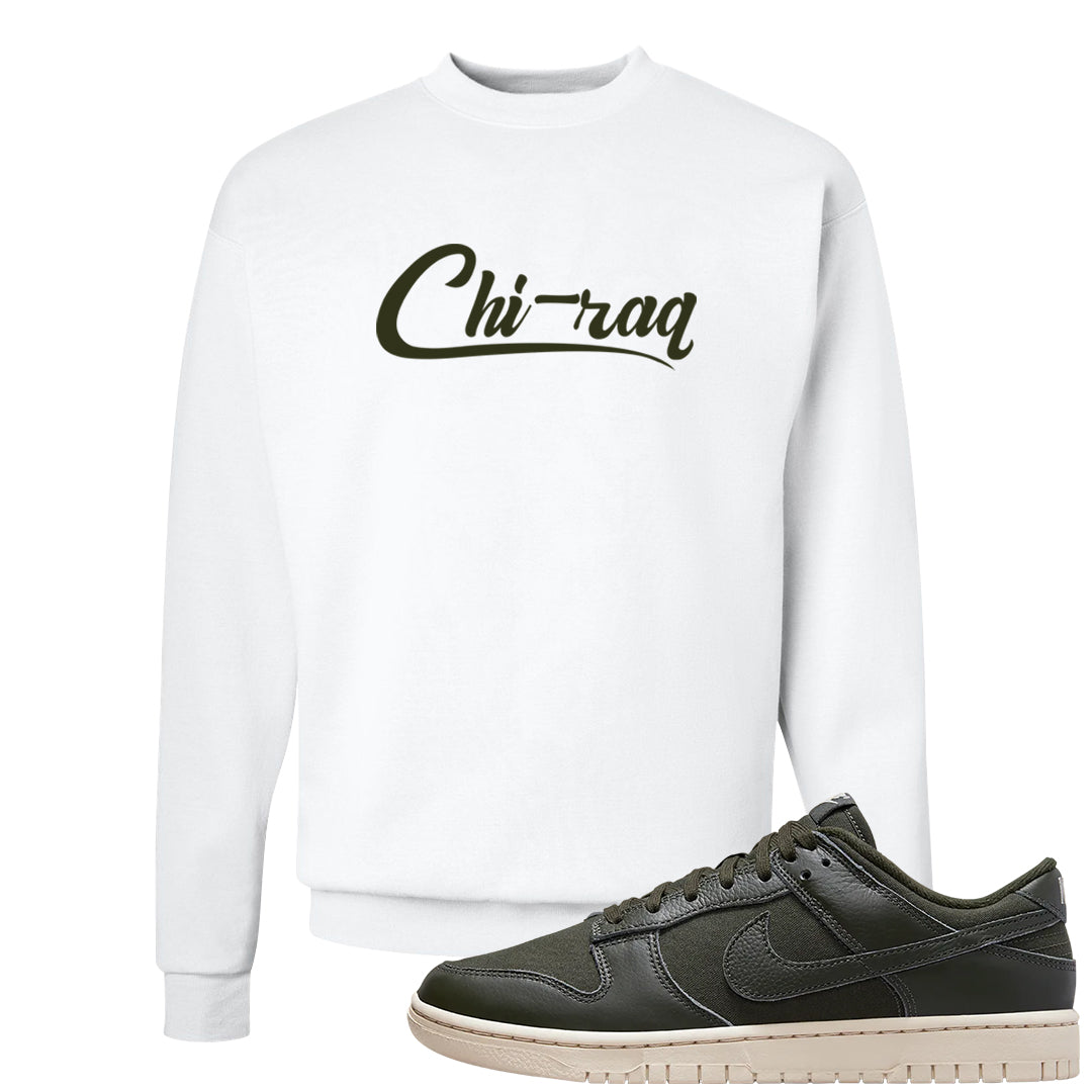 Olive Sail Low Dunks Crewneck Sweatshirt | Chiraq, White