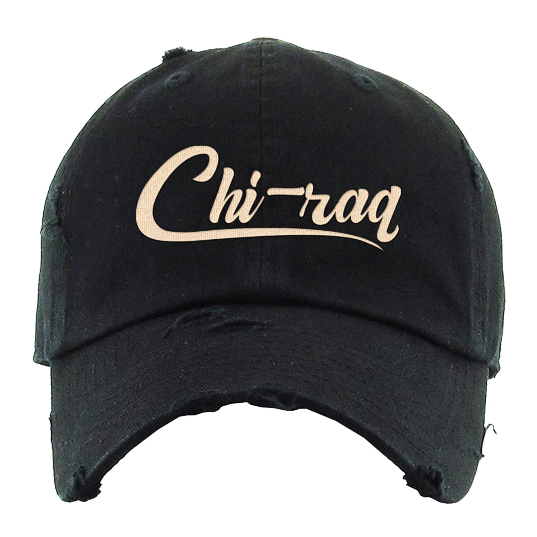 Olive Sail Low Dunks Distressed Dad Hat | Chiraq, Black