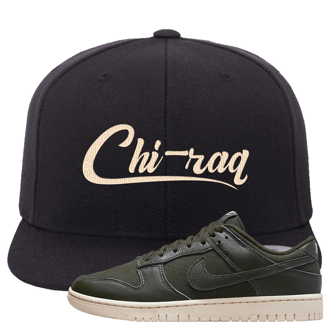 Olive Sail Low Dunks Snapback Hat | Chiraq, Black