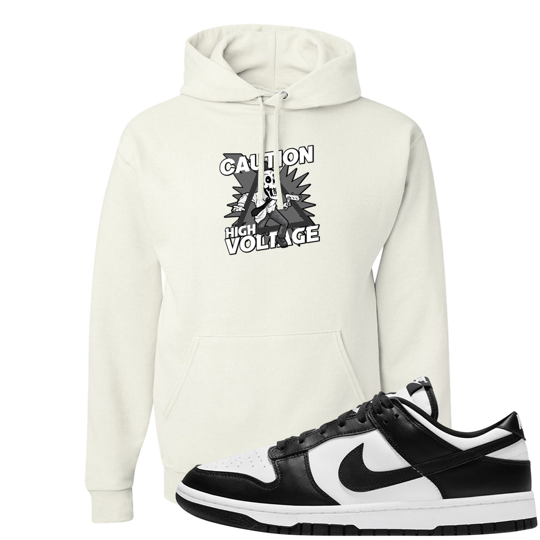 Panda Low Dunks Hoodie | Caution High Voltage, White
