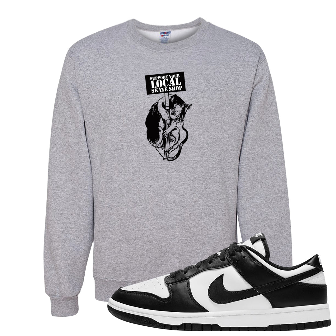 Panda Low Dunks Crewneck Sweatshirt | Support Your Local Skate Shop, Ash