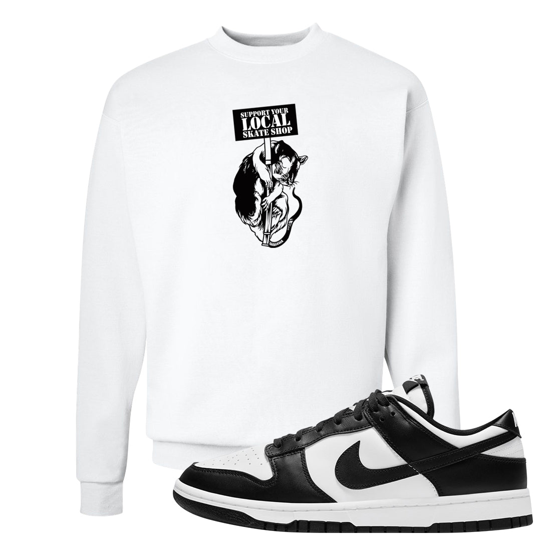 Panda Low Dunks Crewneck Sweatshirt | Support Your Local Skate Shop, White