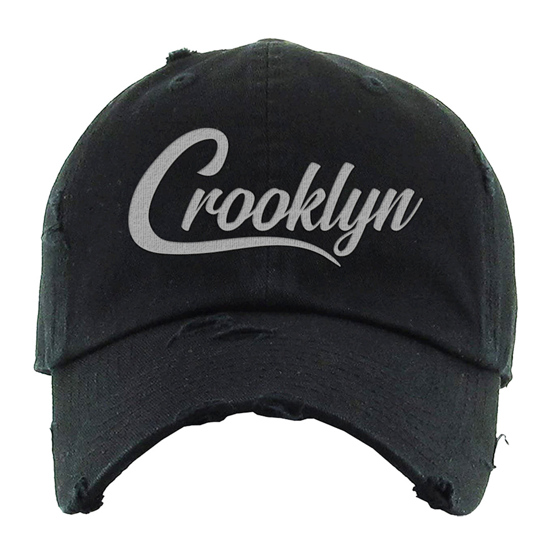Pure Platinum Low Dunks Distressed Dad Hat | Crooklyn, Black