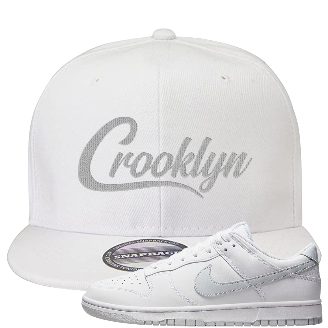 Pure Platinum Low Dunks Snapback Hat | Crooklyn, White