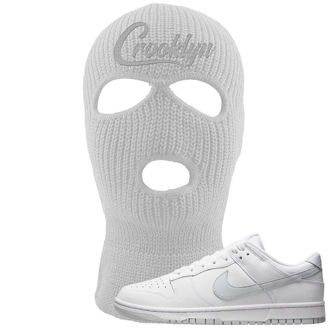 Pure Platinum Low Dunks Ski Mask | Crooklyn, White
