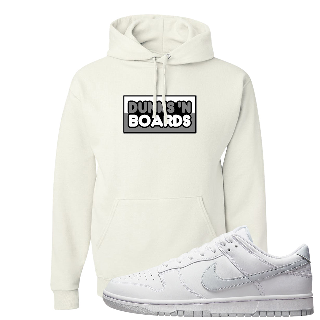 Pure Platinum Low Dunks Hoodie | Dunks N Boards, White