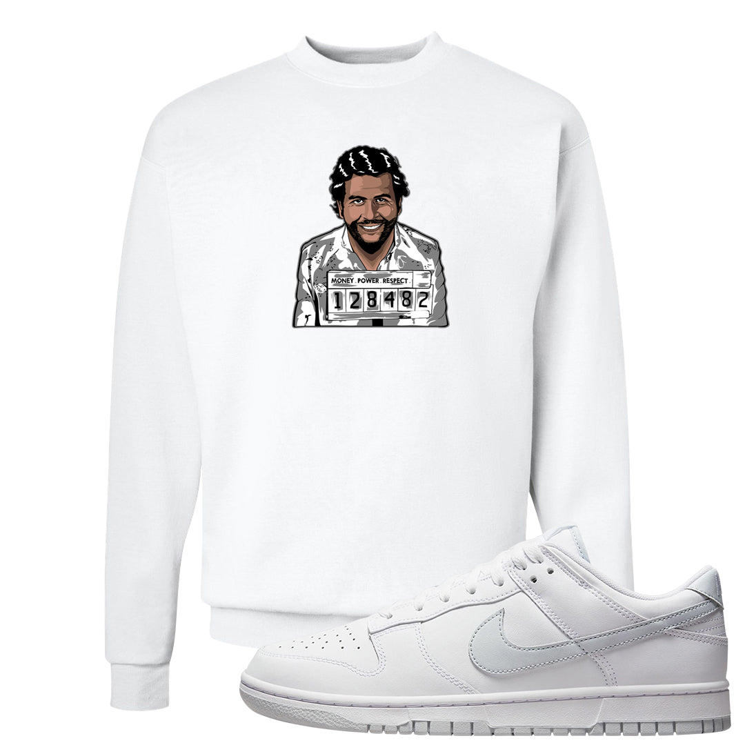 Pure Platinum Low Dunks Crewneck Sweatshirt | Escobar Illustration, White