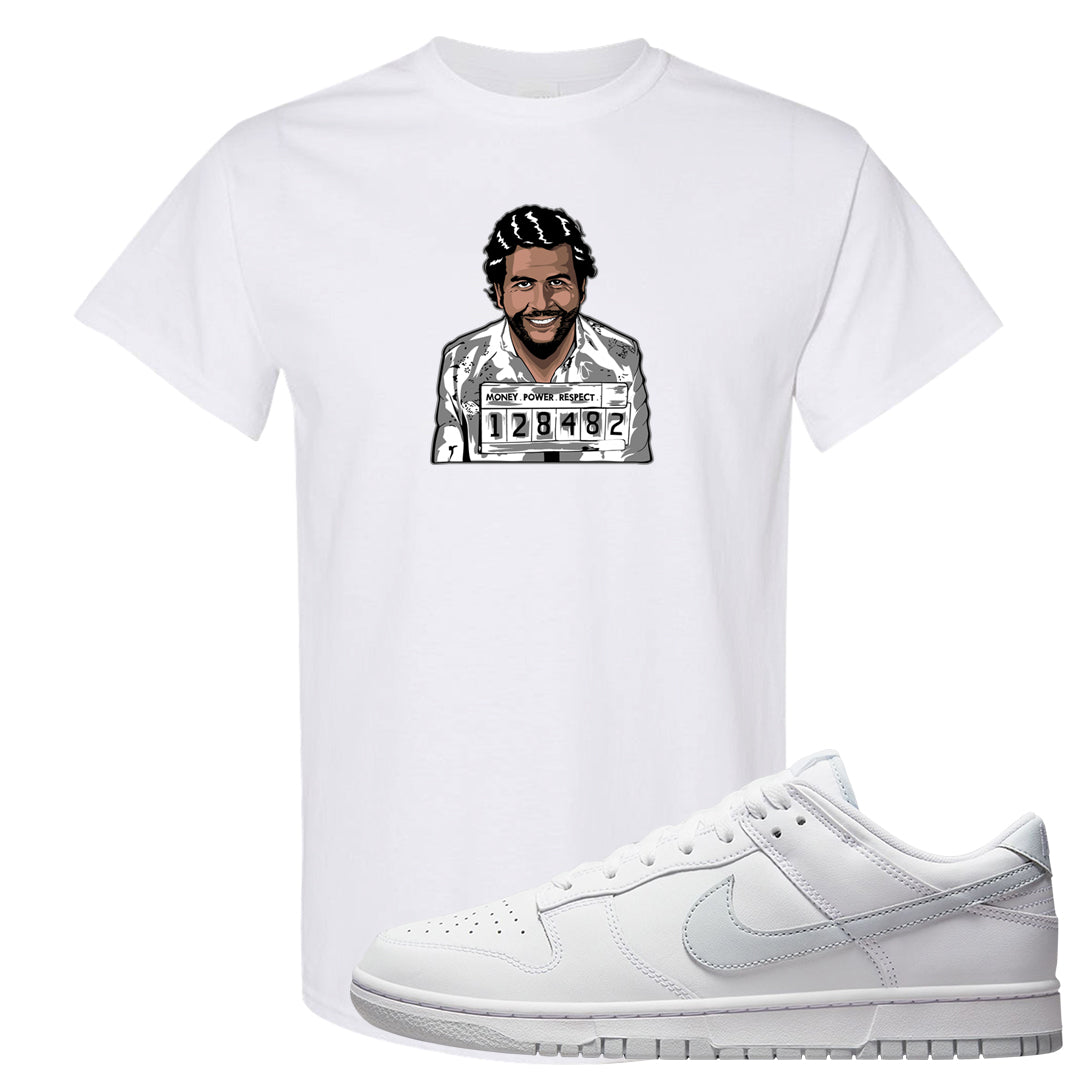 Pure Platinum Low Dunks T Shirt | Escobar Illustration, White