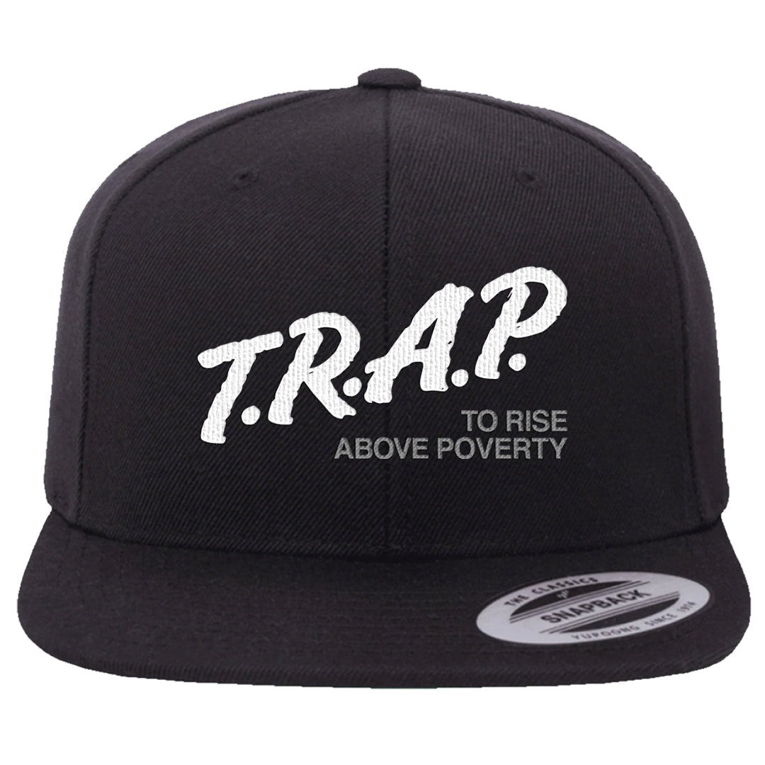 Pure Platinum Low Dunks Snapback Hat | Trap To Rise Above Poverty, Black