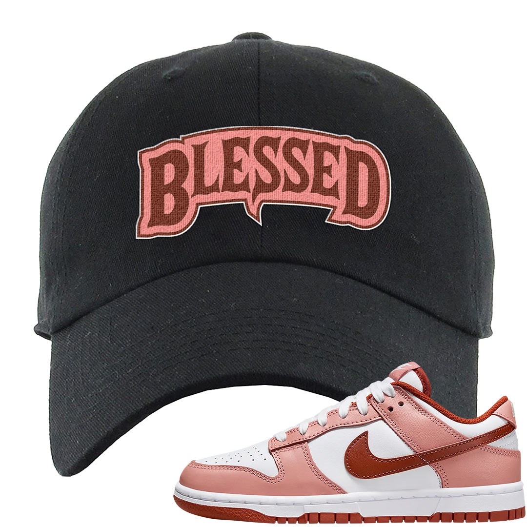 Red Stardust Low Dunks Dad Hat | Blessed Arch, Black