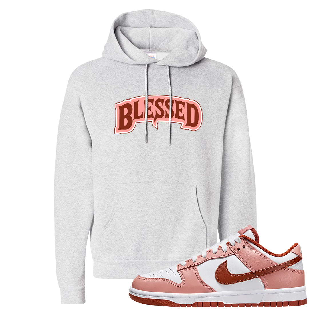 Red Stardust Low Dunks Hoodie | Blessed Arch, Ash