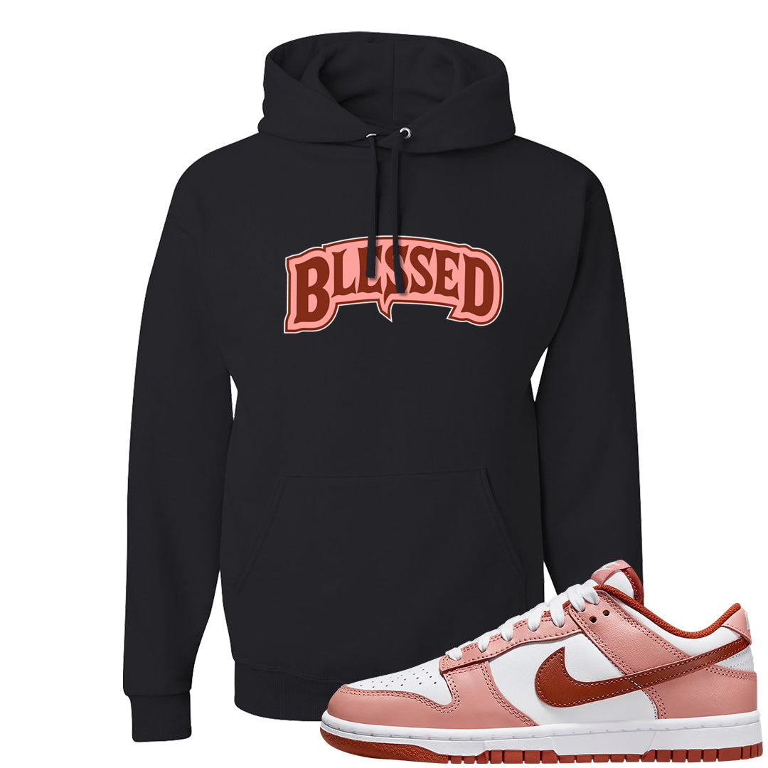 Red Stardust Low Dunks Hoodie | Blessed Arch, Black