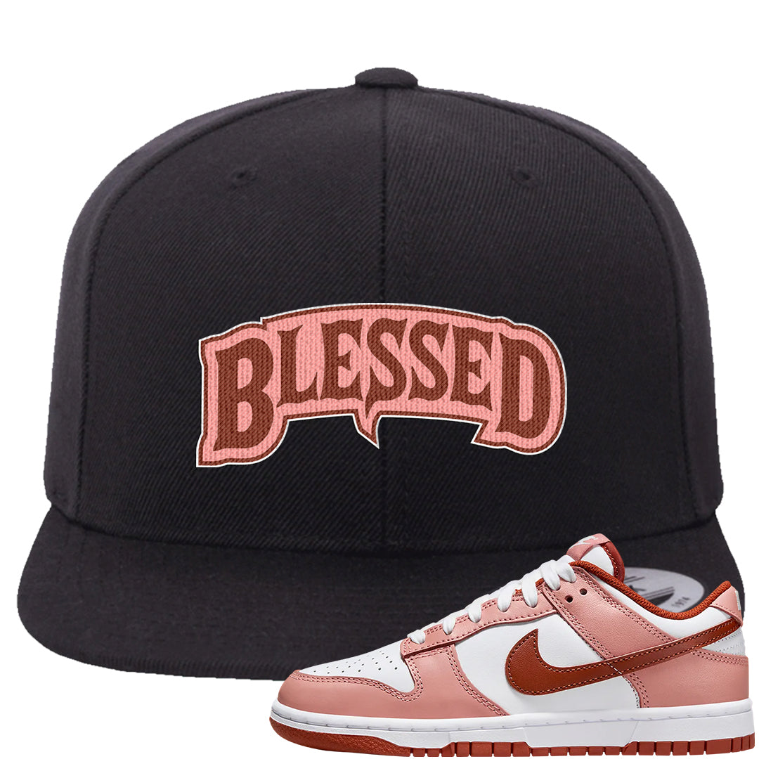 Red Stardust Low Dunks Snapback Hat | Blessed Arch, Black