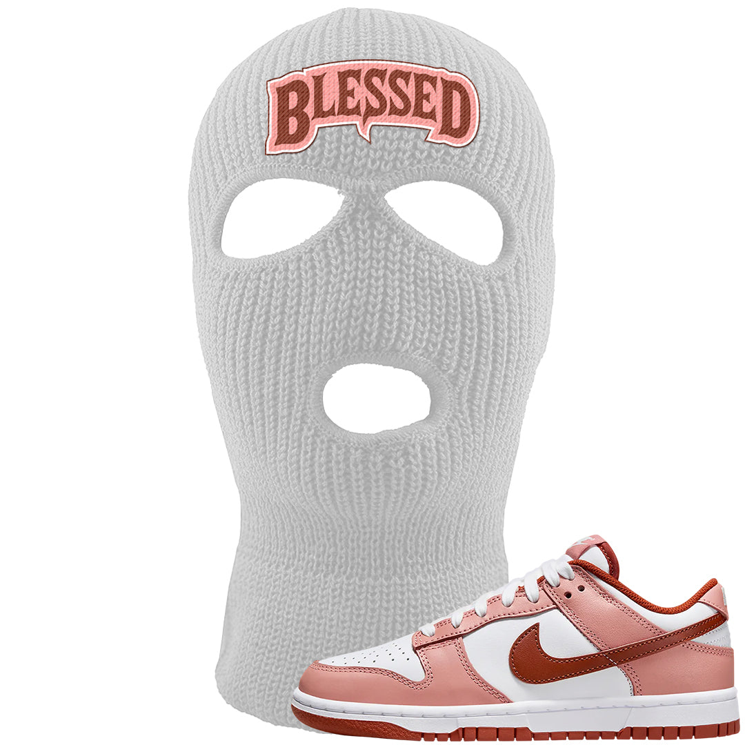 Red Stardust Low Dunks Ski Mask | Blessed Arch, White