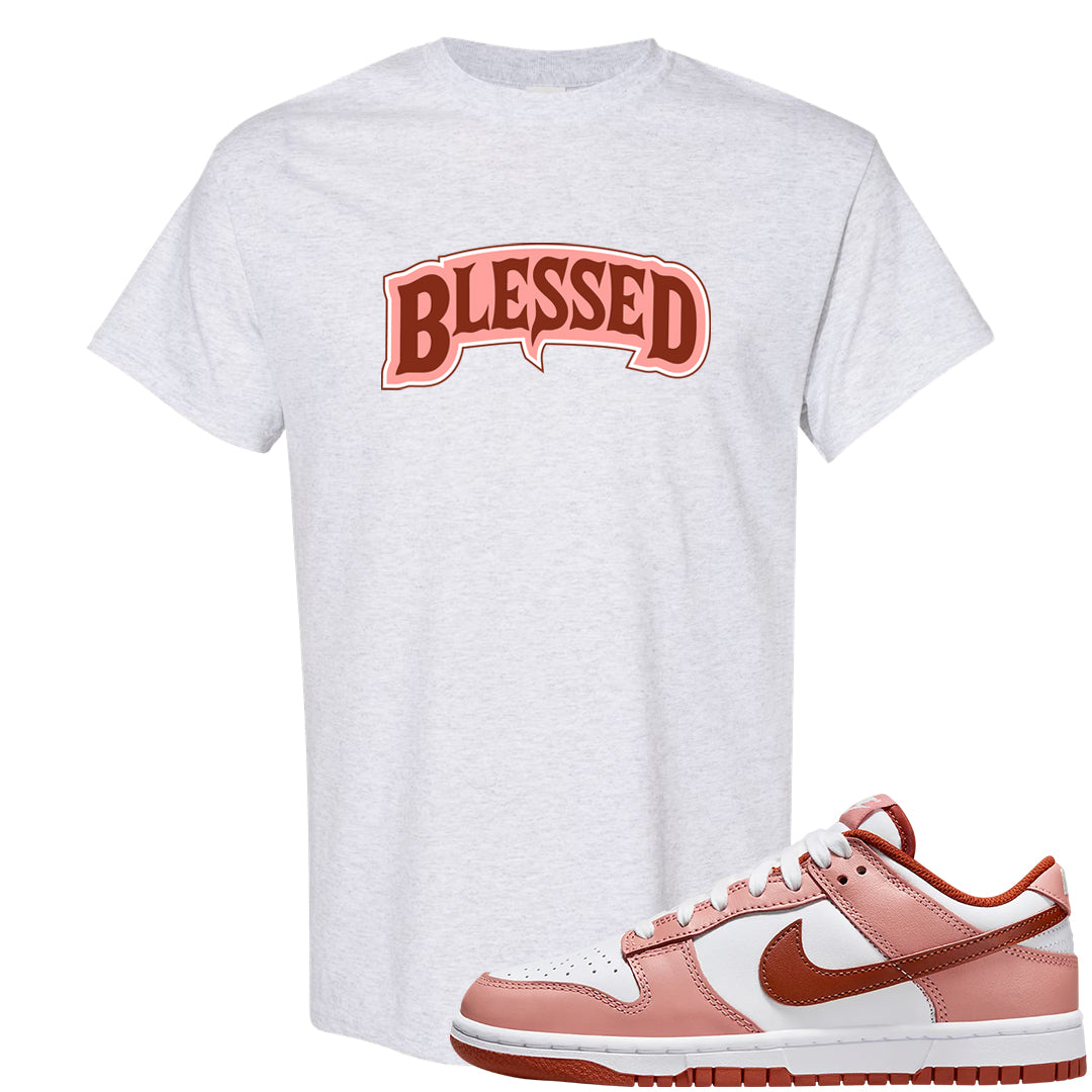 Red Stardust Low Dunks T Shirt | Blessed Arch, Ash