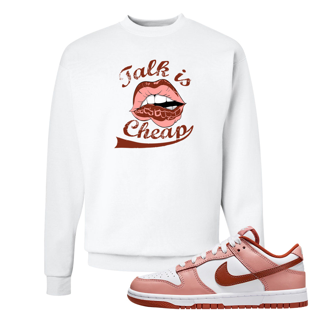 Red Stardust Low Dunks Crewneck Sweatshirt | Talk Lips, White