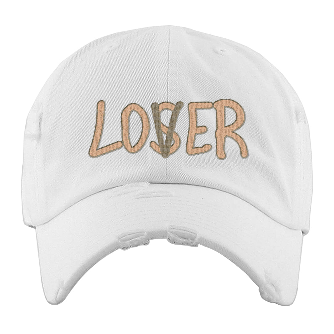 Twist Tan Low Dunks Distressed Dad Hat | Lover, White