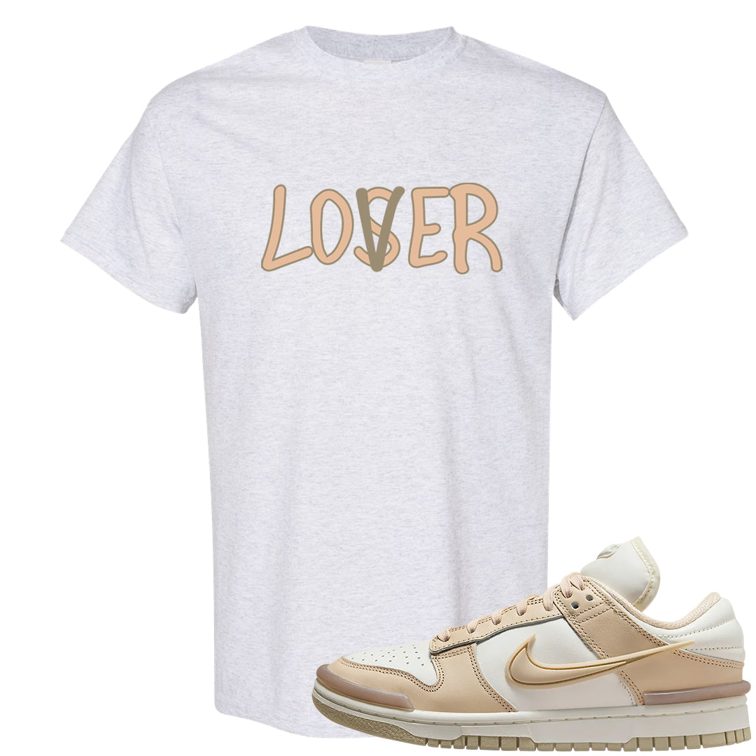 Twist Tan Low Dunks T Shirt | Lover, Ash