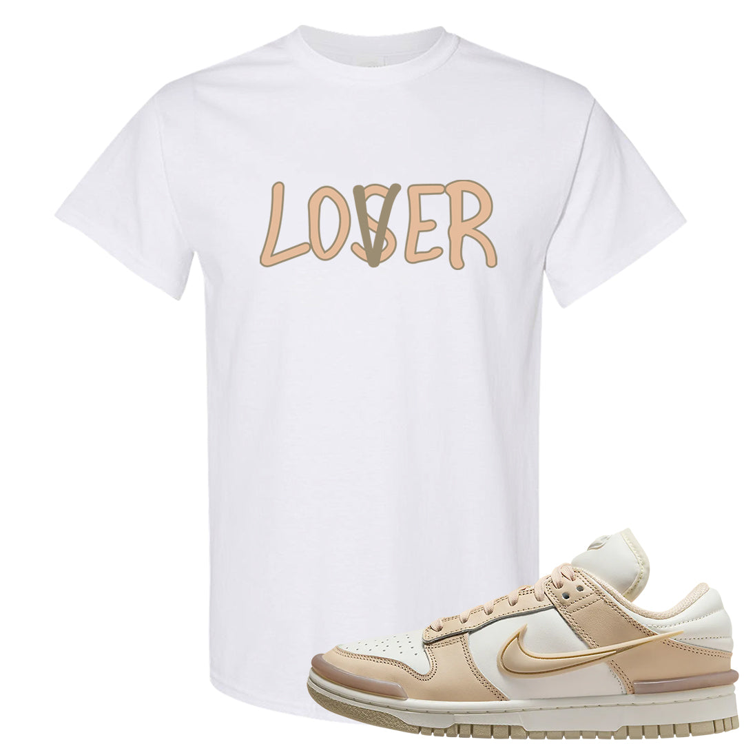 Twist Tan Low Dunks T Shirt | Lover, White