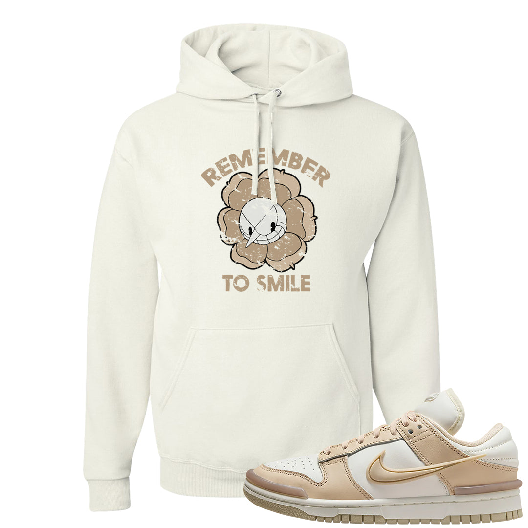 Twist Tan Low Dunks Hoodie | Remember To Smile, White