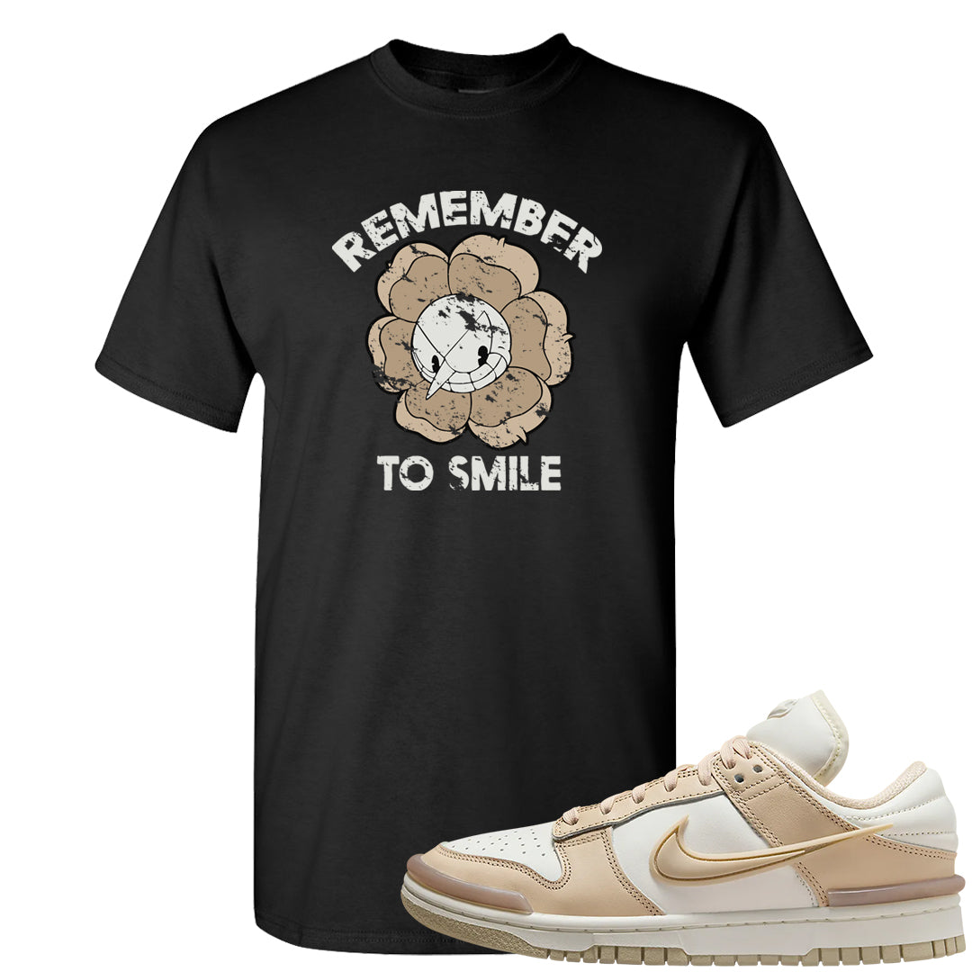 Twist Tan Low Dunks T Shirt | Remember To Smile, Black