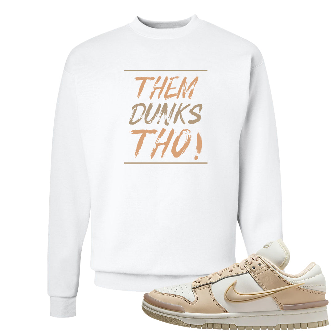 Twist Tan Low Dunks Crewneck Sweatshirt | Them Dunks Tho, White