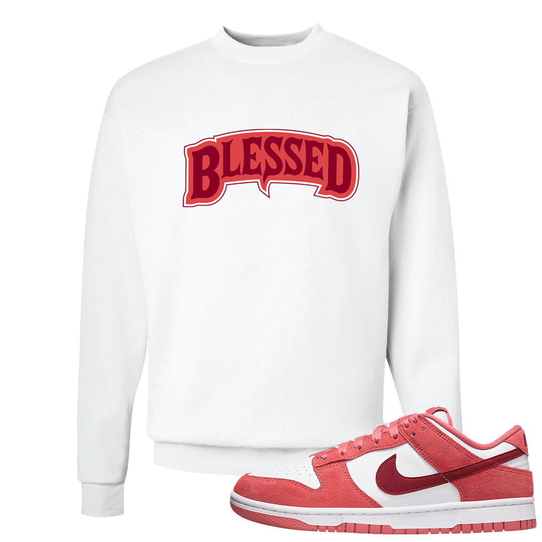 Valentine's Day Low Dunks Crewneck Sweatshirt | Blessed Arch, White