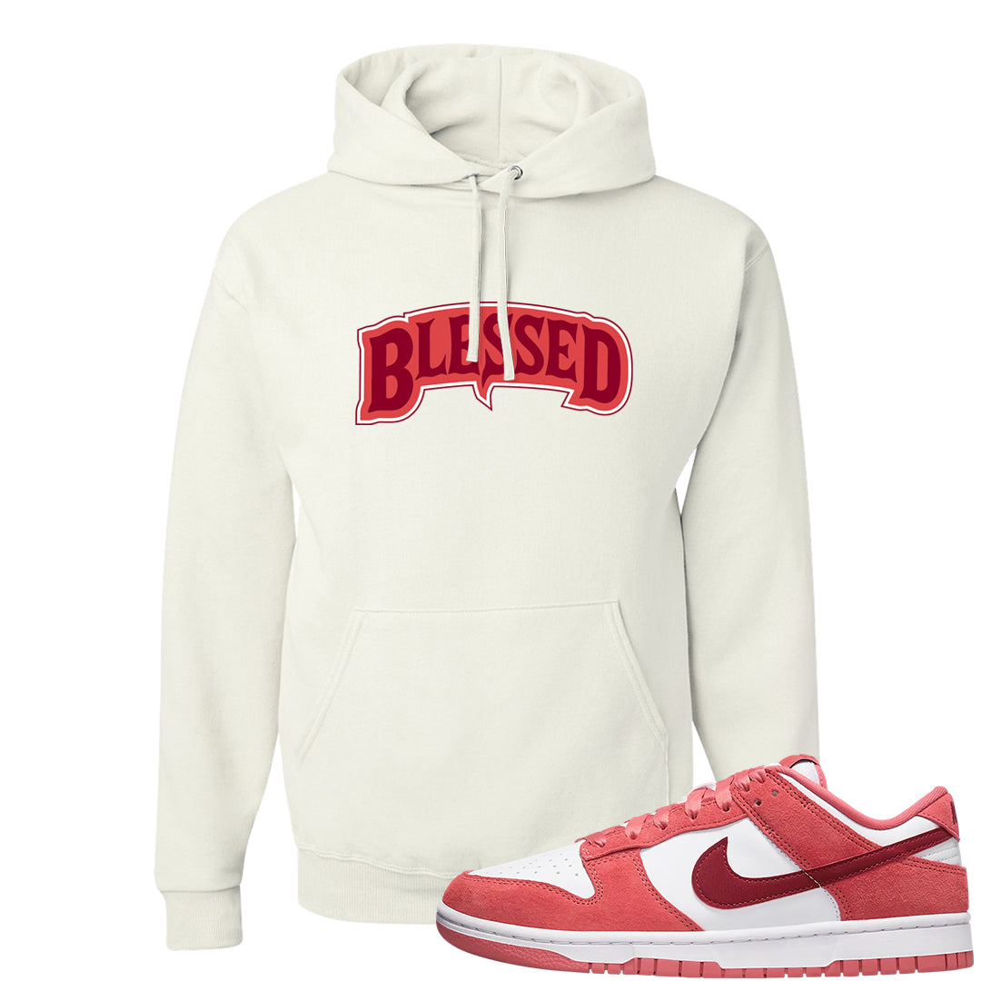 Valentine's Day Low Dunks Hoodie | Blessed Arch, White