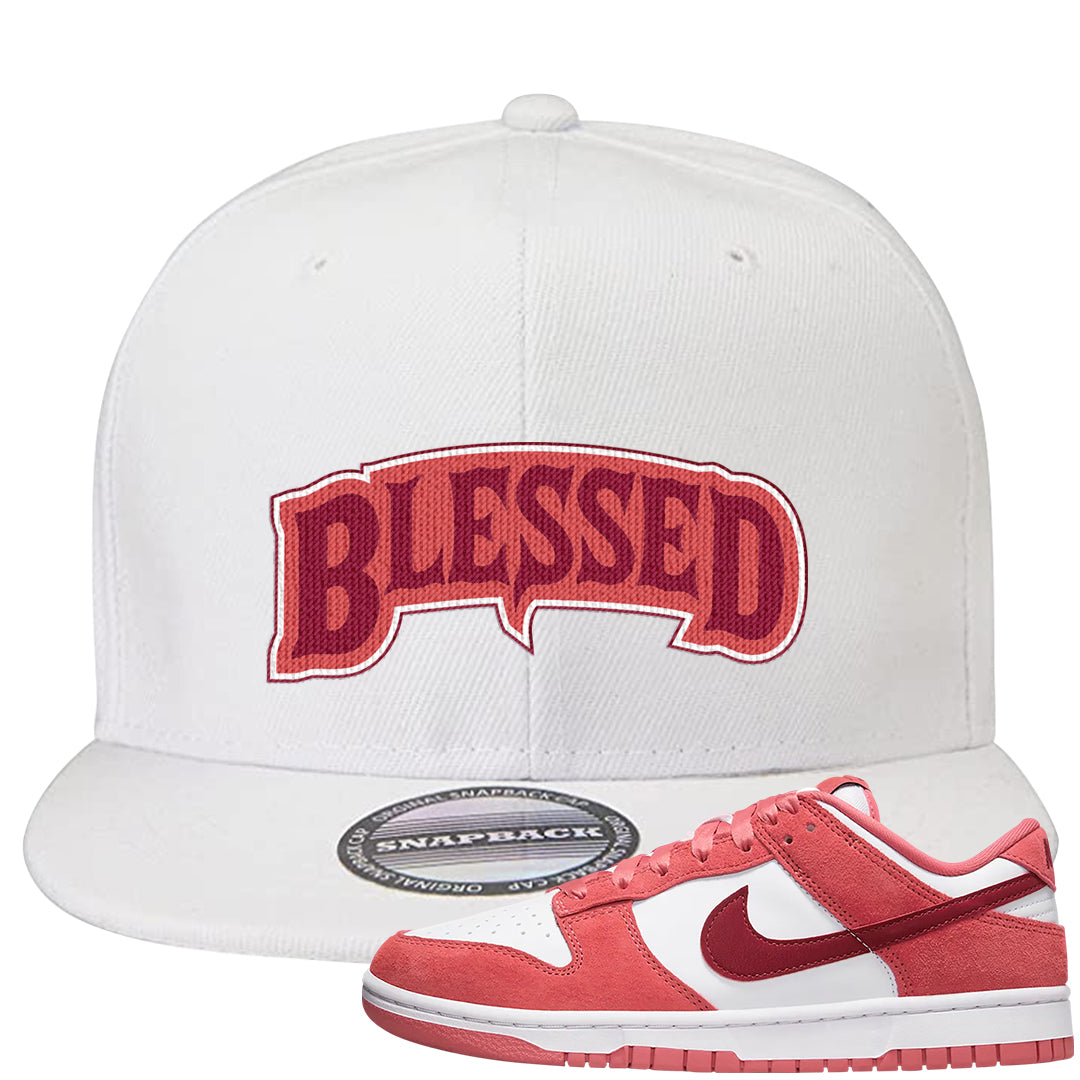 Valentine's Day Low Dunks Snapback Hat | Blessed Arch, White