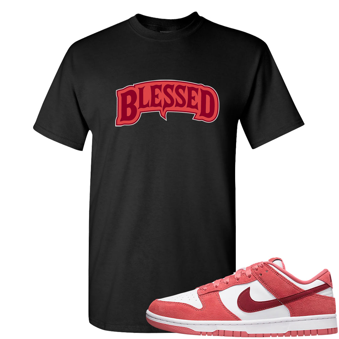 Valentine's Day Low Dunks T Shirt | Blessed Arch, Black