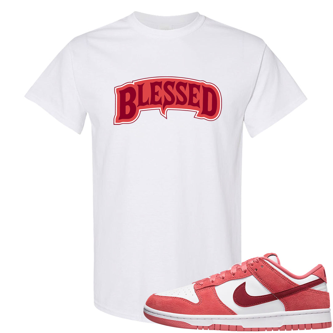 Valentine's Day Low Dunks T Shirt | Blessed Arch, White