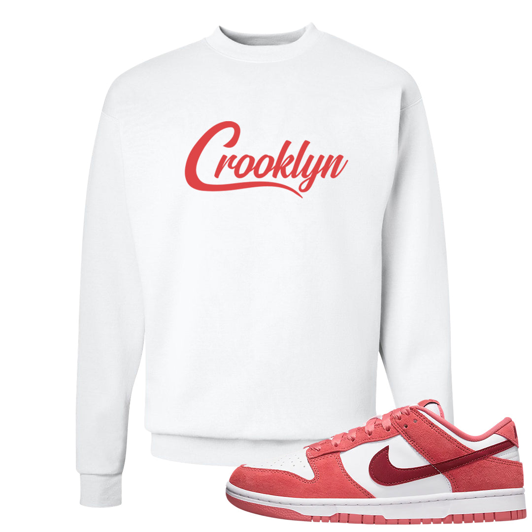 Valentine's Day Low Dunks Crewneck Sweatshirt | Crooklyn, White
