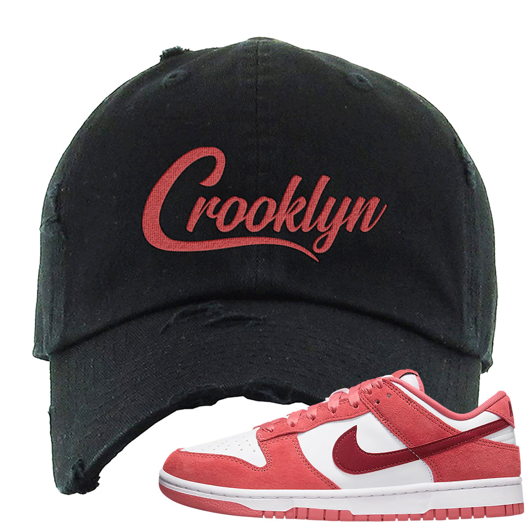 Valentine's Day Low Dunks Distressed Dad Hat | Crooklyn, Black