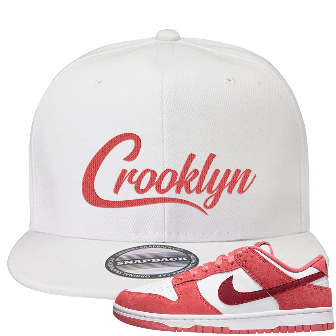 Valentine's Day Low Dunks Snapback Hat | Crooklyn, White